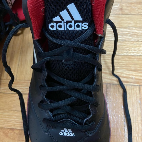 LIMITED ED. ADIDAS SNEAKER - HIGH CUT - WOMENS US 6 - BLACK, RED + WHITE - Picture 6 of 8